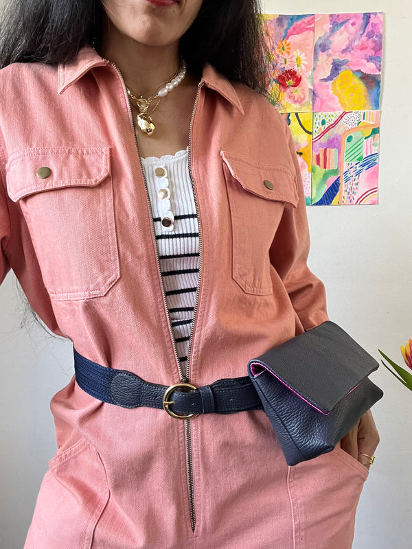 ROSA - Dark Blue & Fushia BYSOBUMBAG (BELT not included)