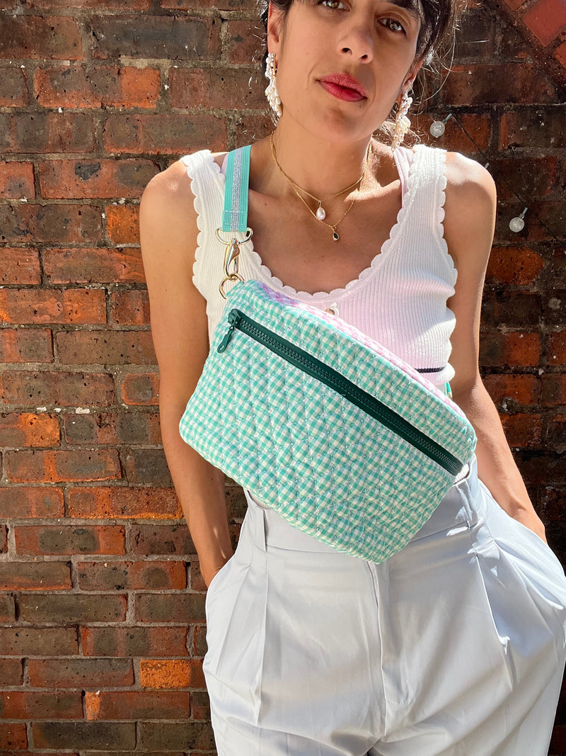 Quilted Turquoise & Pink Gingham BySoBumBag