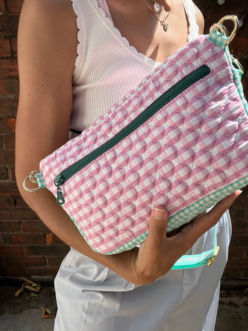 Quilted Turquoise & Pink Gingham BySoBumBag