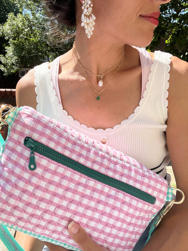 Quilted Turquoise & Pink Gingham BySoBumBag