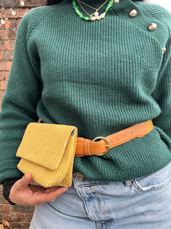 ROSA - Mustard Yellow Corduroy BYSOBUMBAG (belt not included)