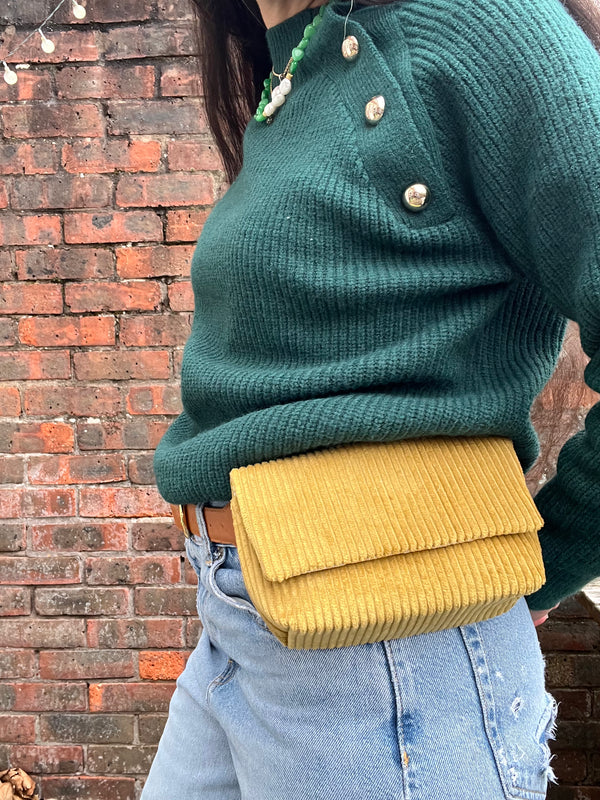 ROSA - Mustard Yellow Corduroy BYSOBUMBAG (belt not included)