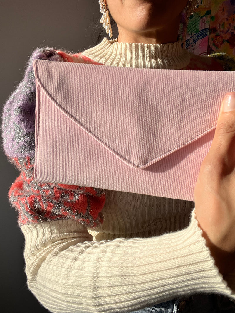 SALE | Ella Pink Fine Corduroy Clutch