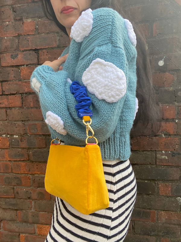 Mustard Yellow & Striking Blue Baguette Bag