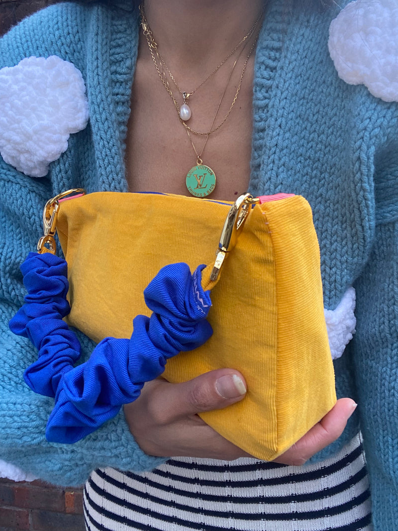 Mustard Yellow & Striking Blue Baguette Bag